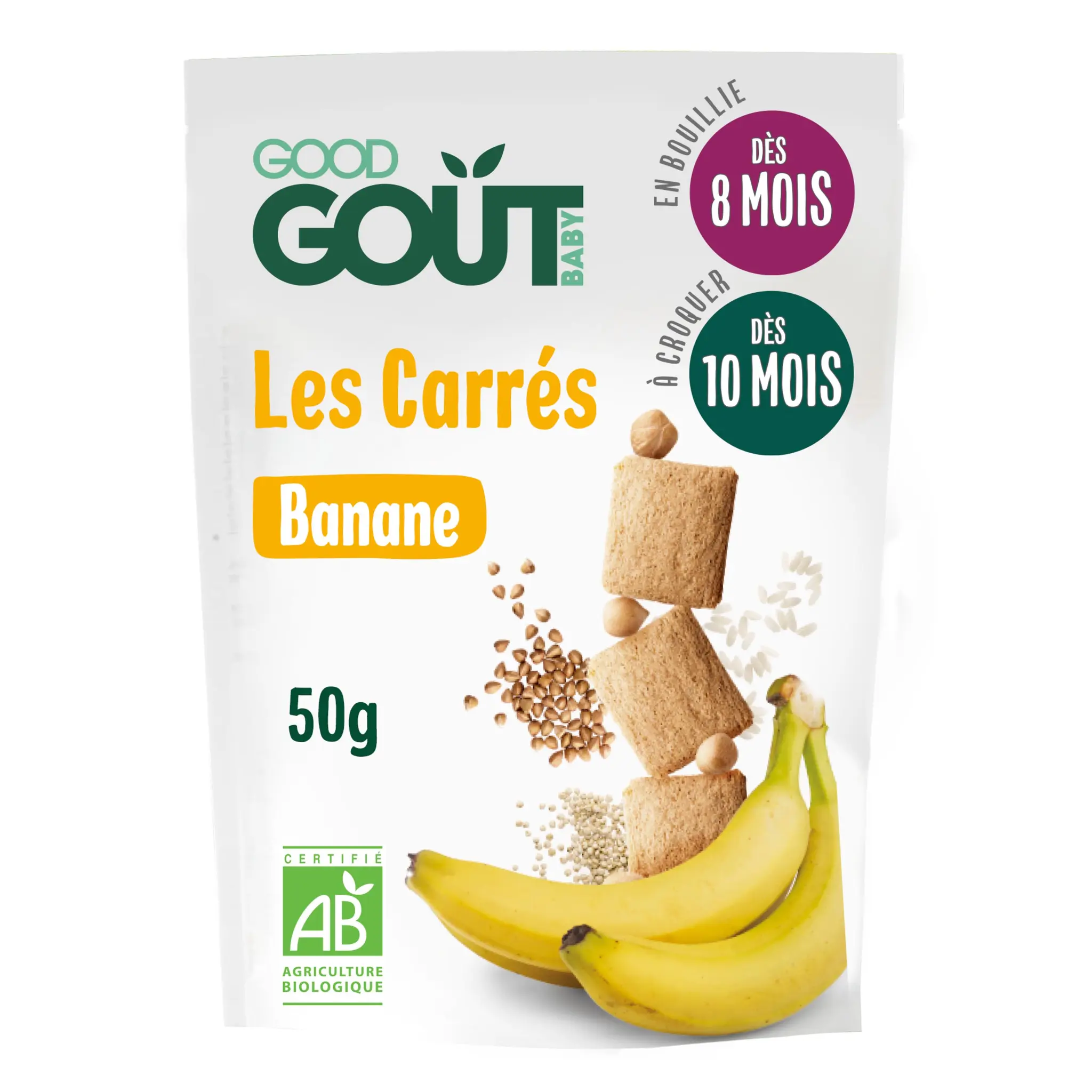 GOOD GOUT Goûter biscuits carrés à la banane bio dès 8 mois