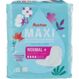 AUCHAN Serviettes hygiéniques avec ailettes maxi regular+