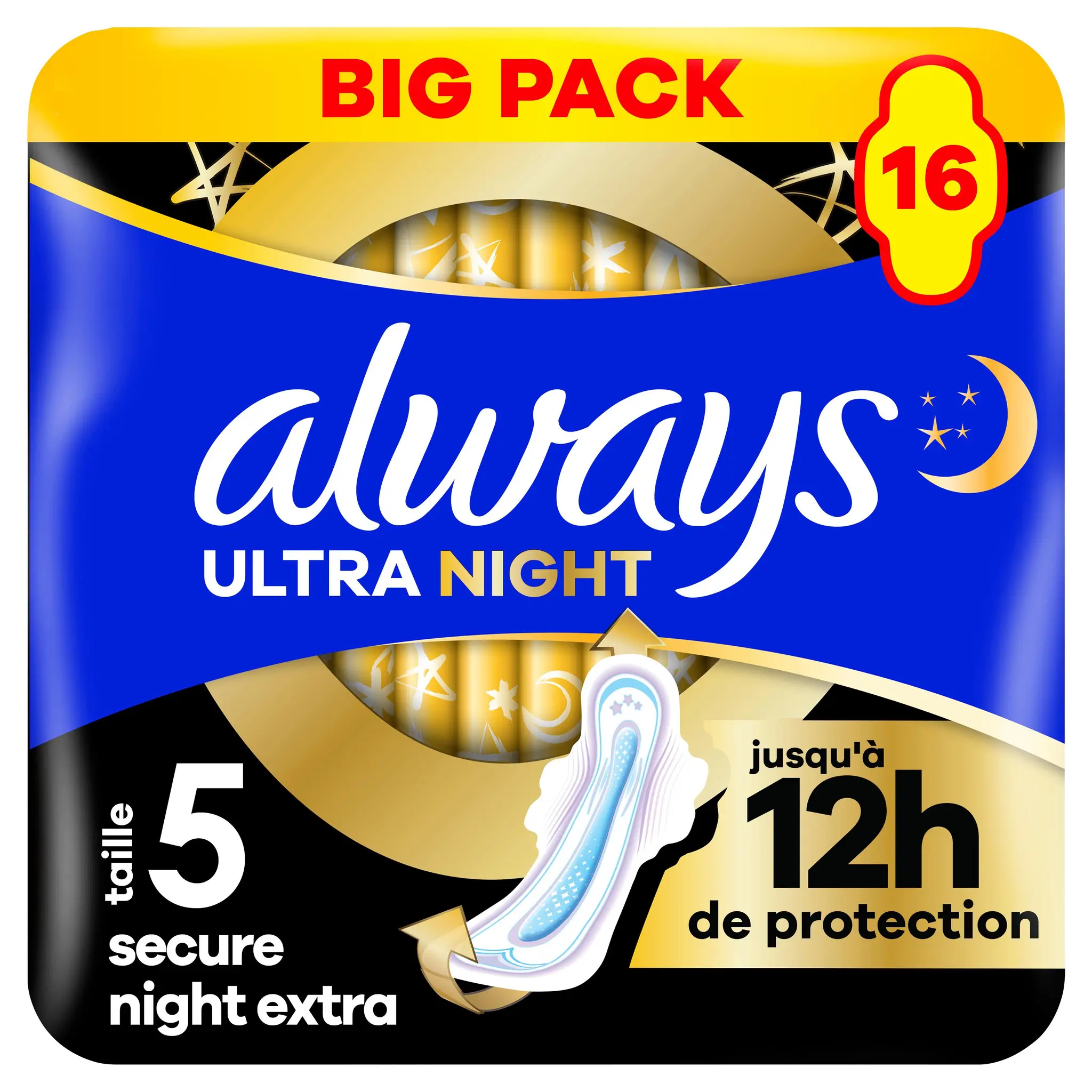 ALWAYS Ultra Secure Night Extra Serviettes hygiéniques nuit avec ailettes