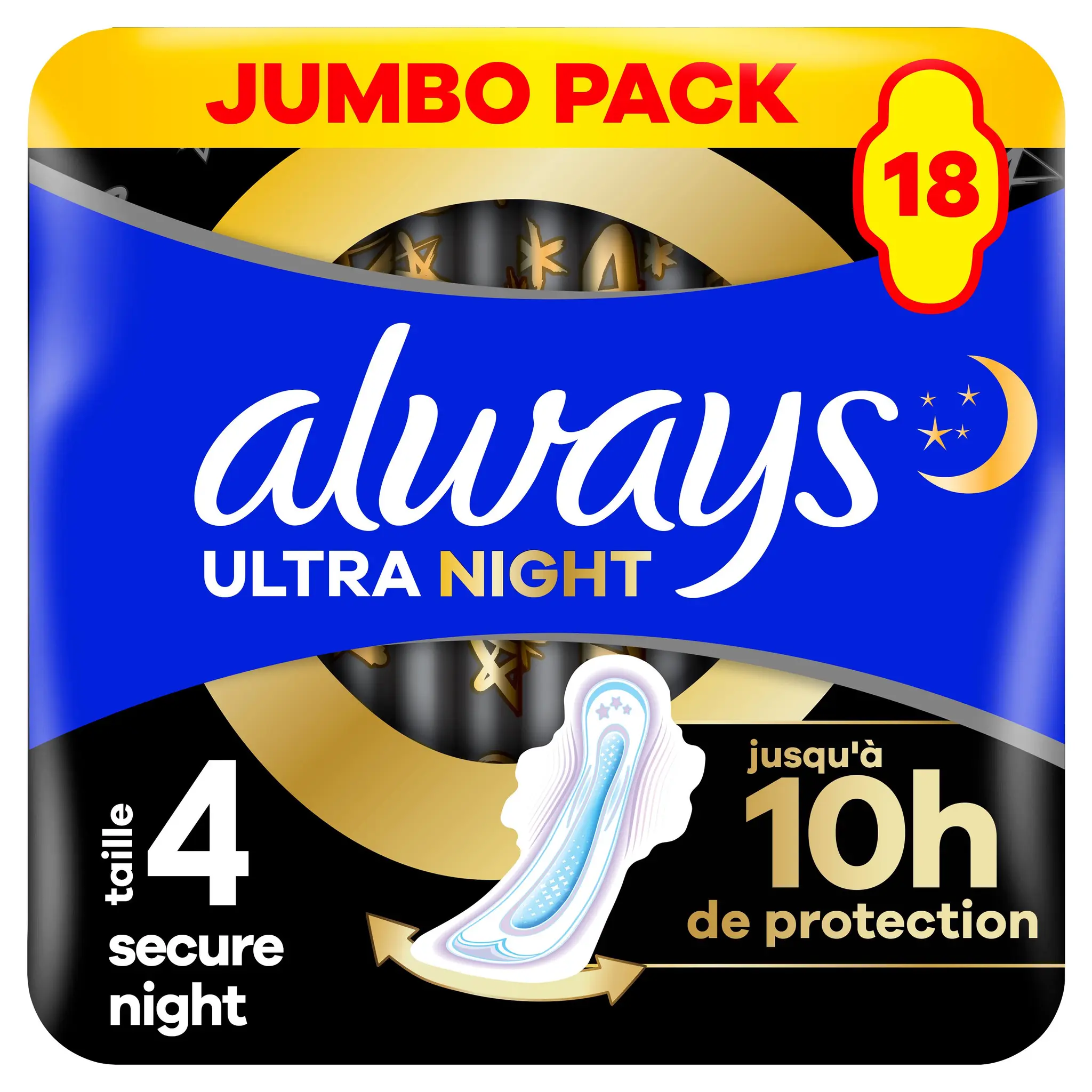 ALWAYS Ultra Secure Night Serviettes hygiéniques arrière plus large