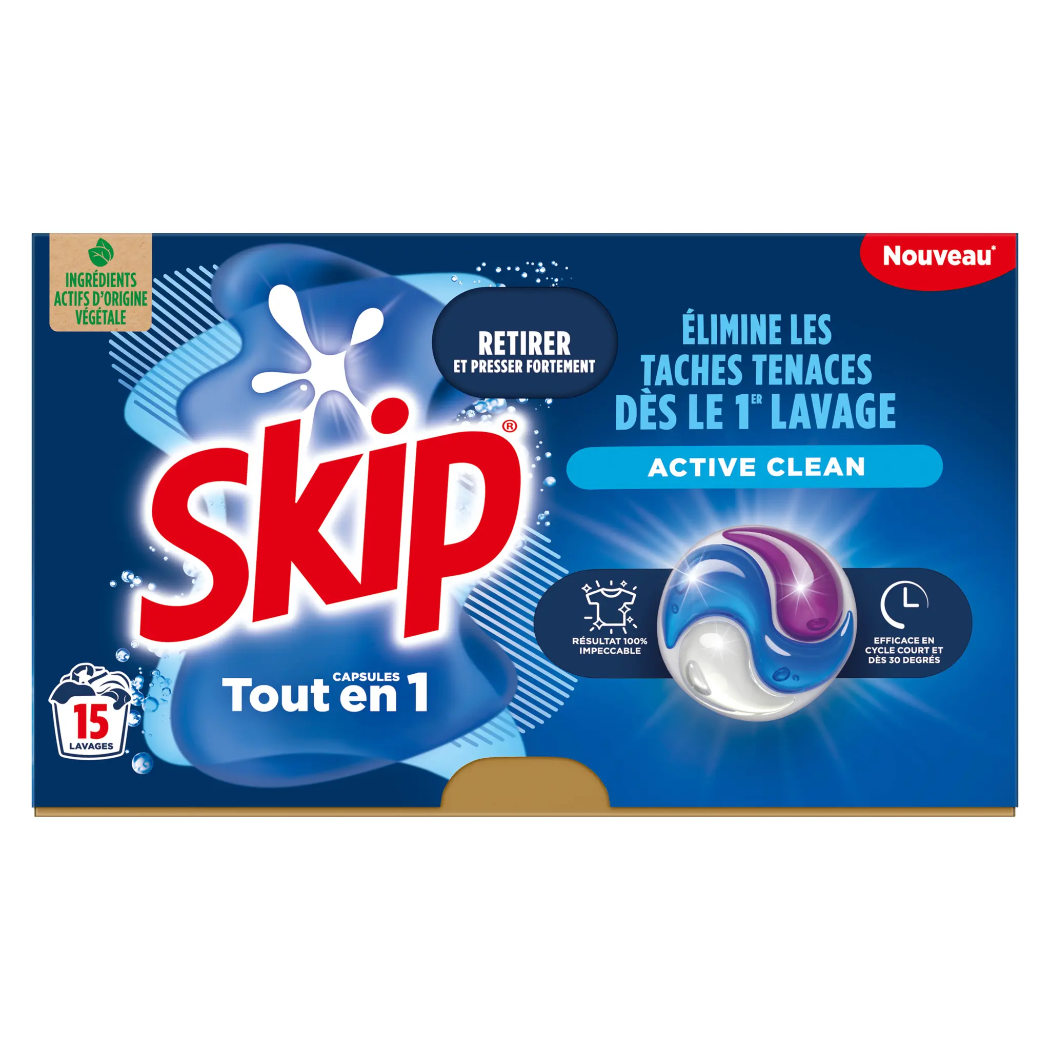 SKIP Lessive capsules 3 en 1 Active clean