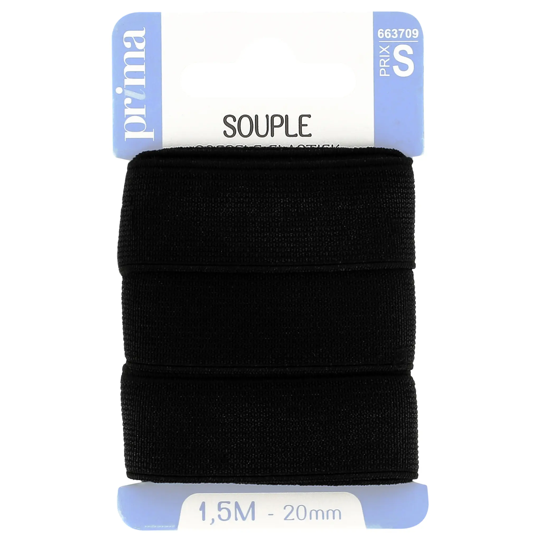 PRIMA Elastique souple noir 1.5m x 20mm