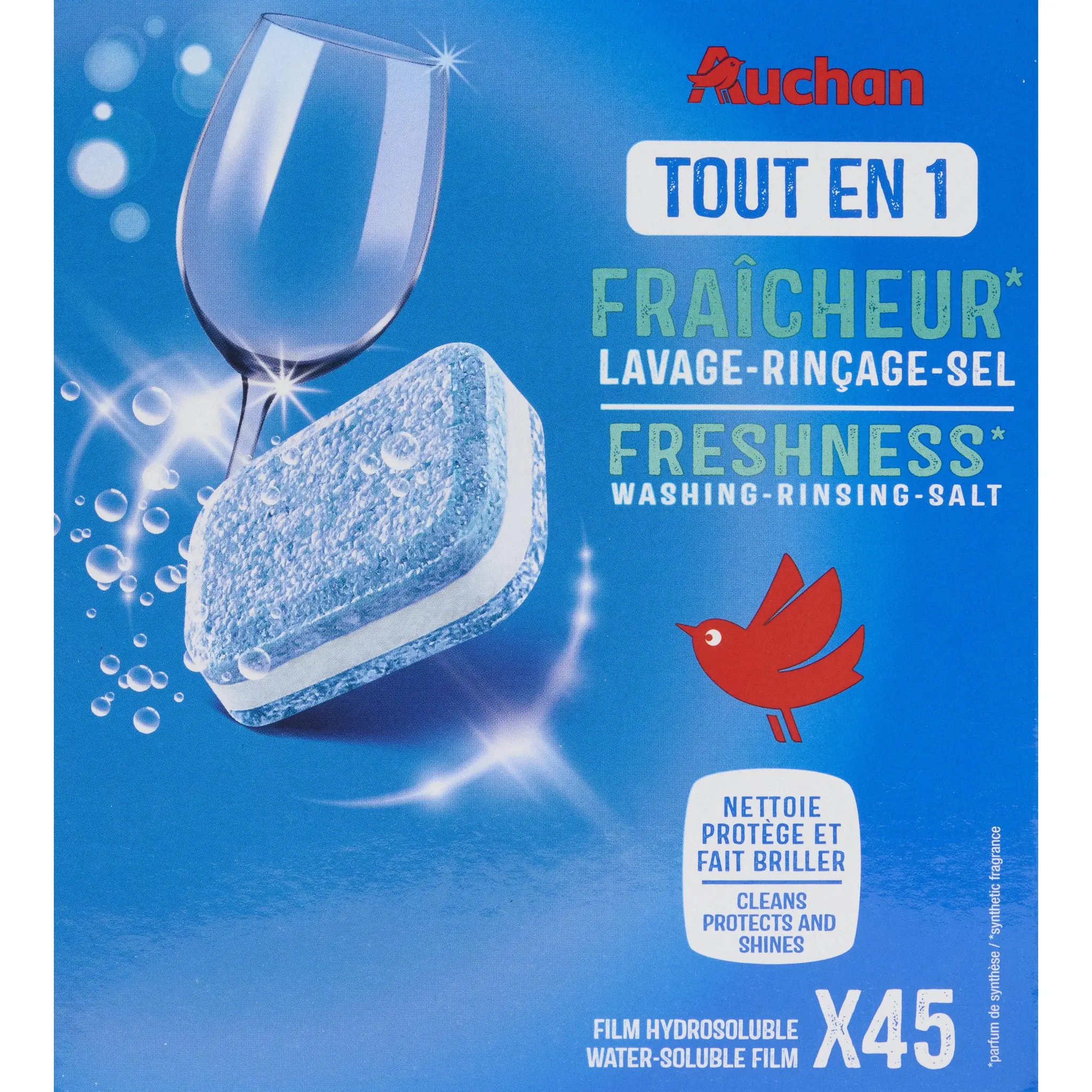 AUCHAN Tablettes lave-vaisselle tout en 1 fraîcheur