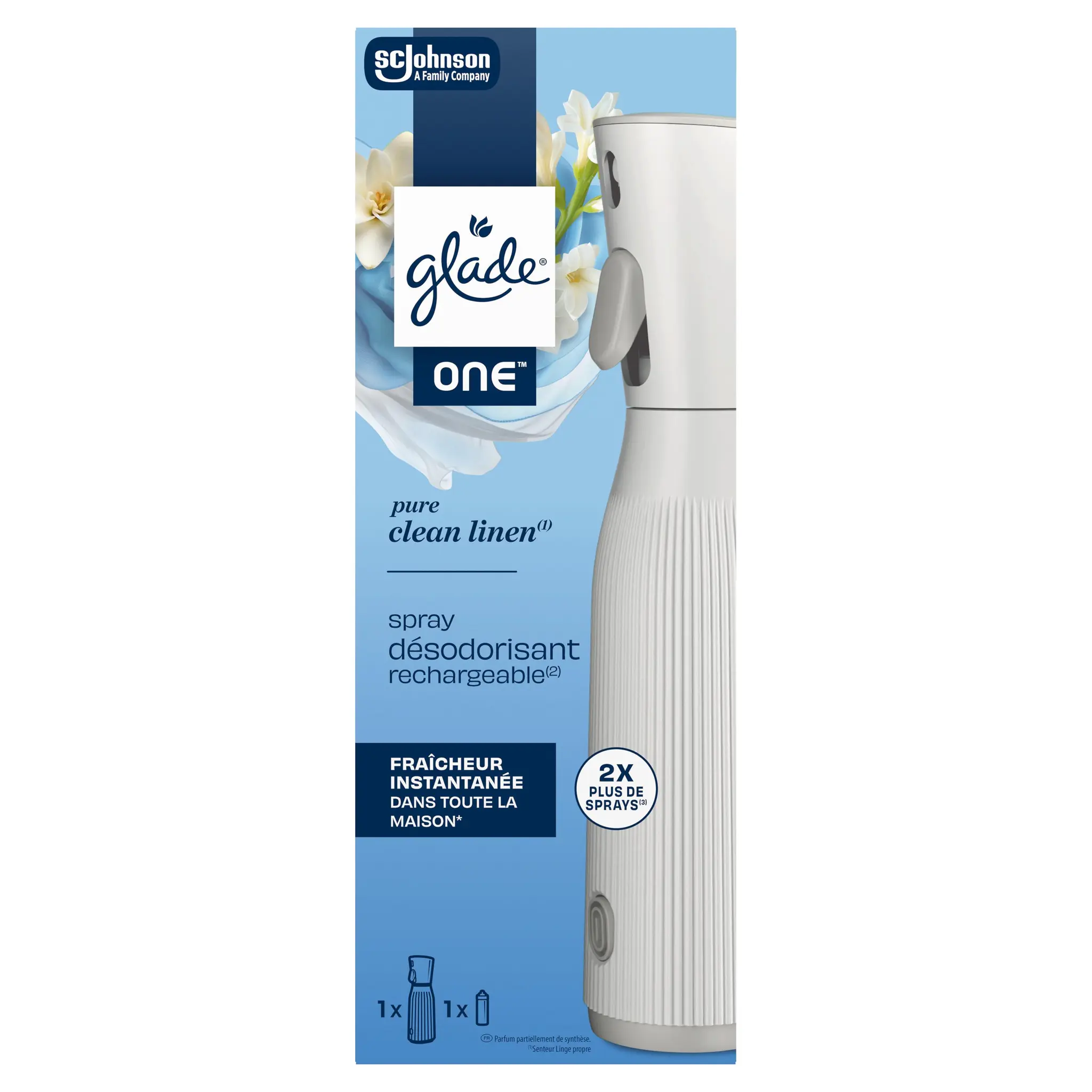 GLADE Diffuseur désodorisant clean linen et 1 recharge