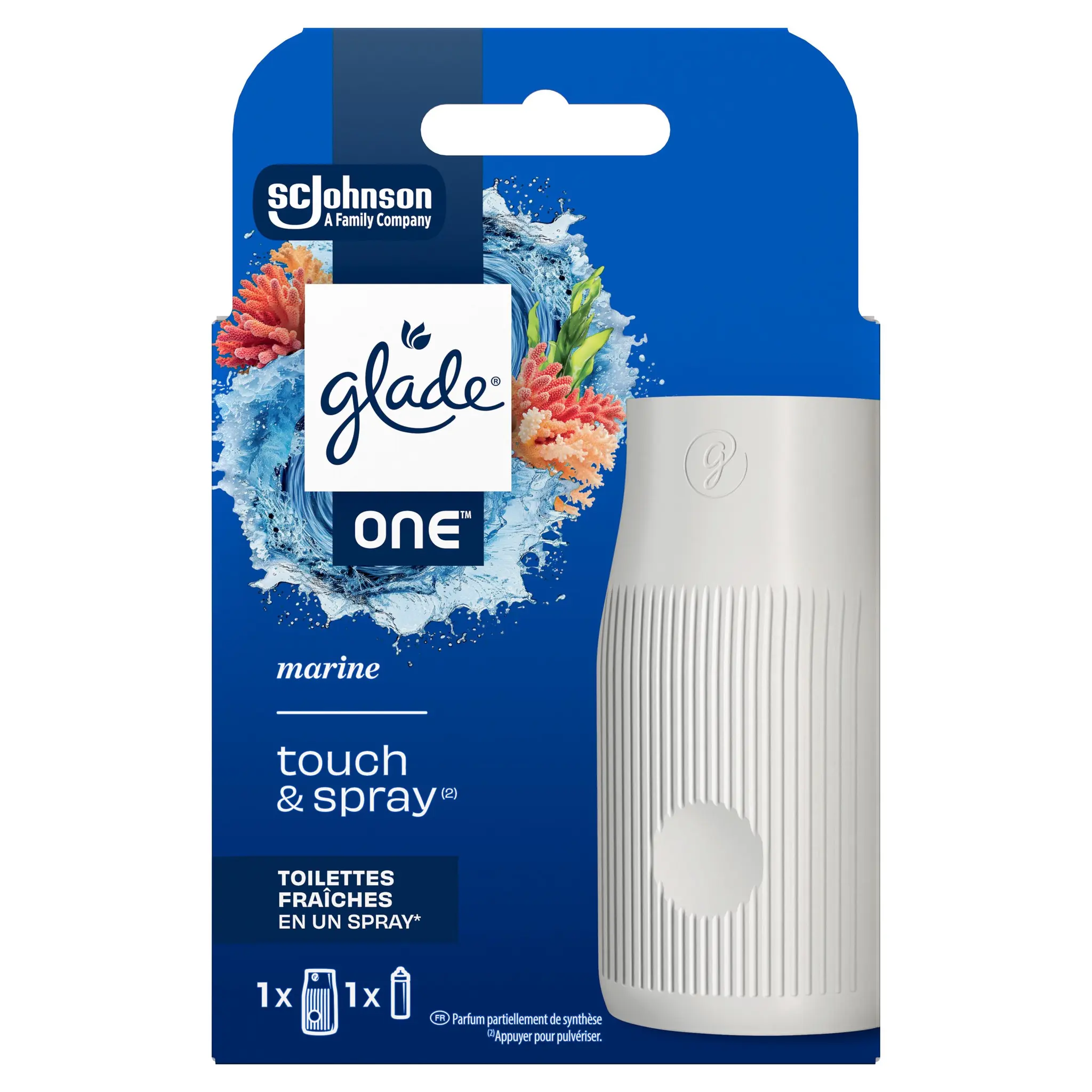 GLADE One Touch & Spray diffuseur désodorisant marine aux huiles essentielles