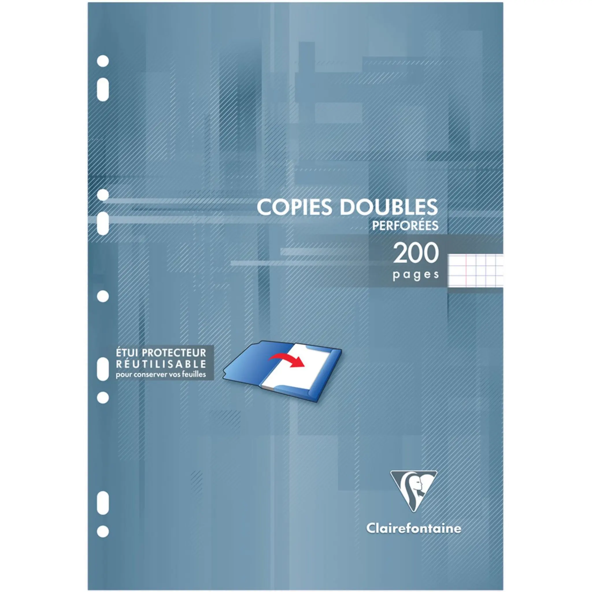 CLAIREFONTAINE Copies doubles 200 pages 21x29,7cm petits carreaux 5x5 perforées