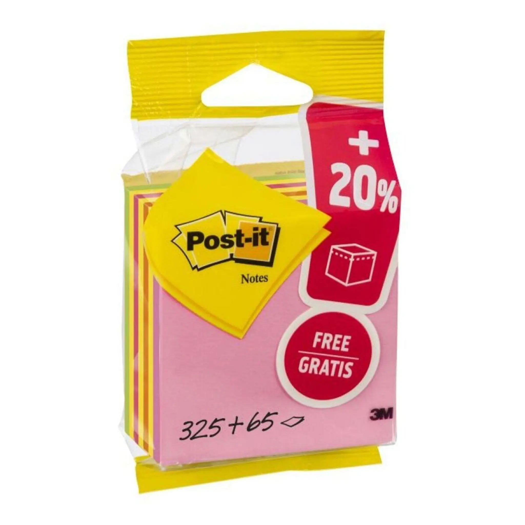 Cube 7,6x7,6cm 325 feuilles + 65 feuilles néon rose