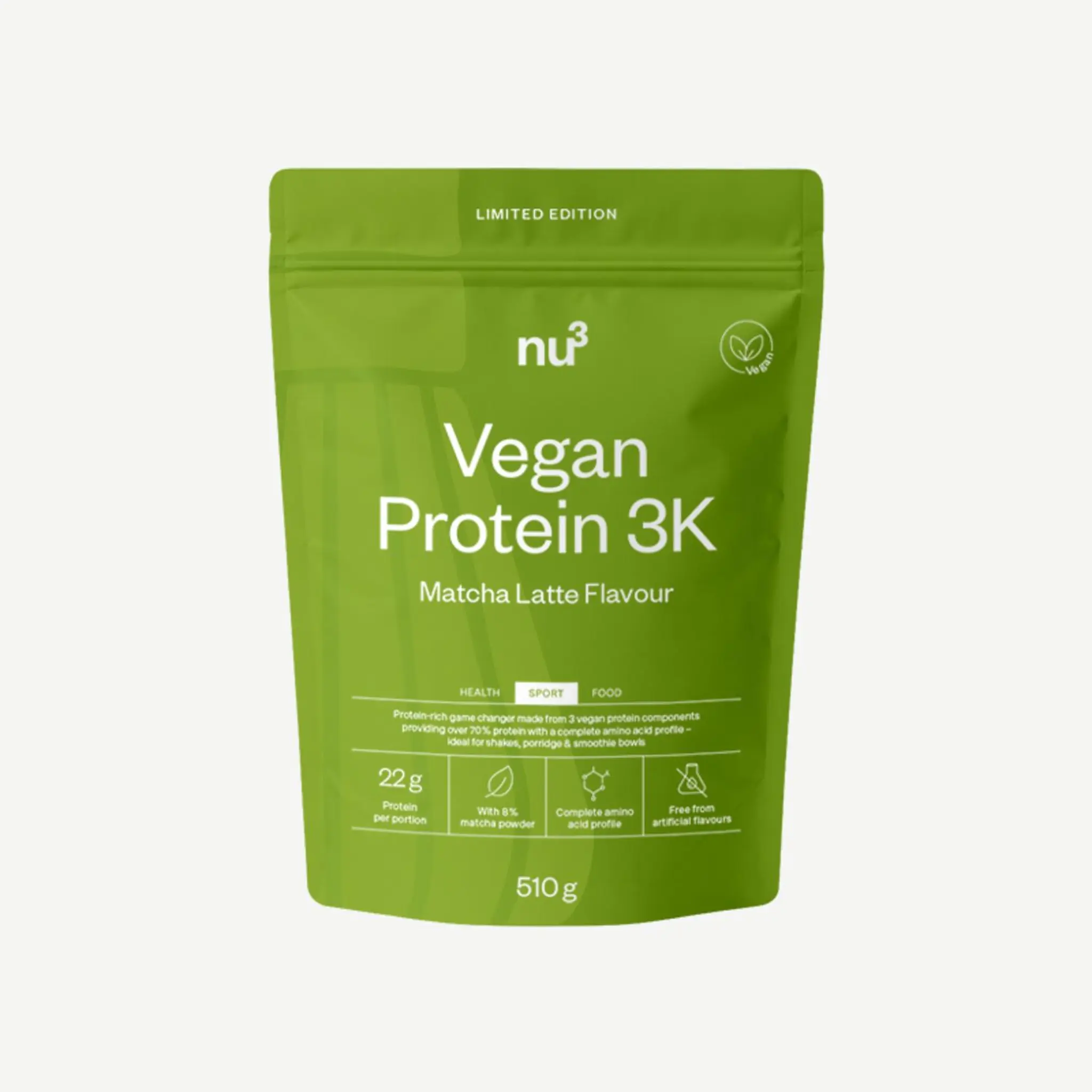 NU3 Protéine végétale 3K en poudre saveur matcha latte