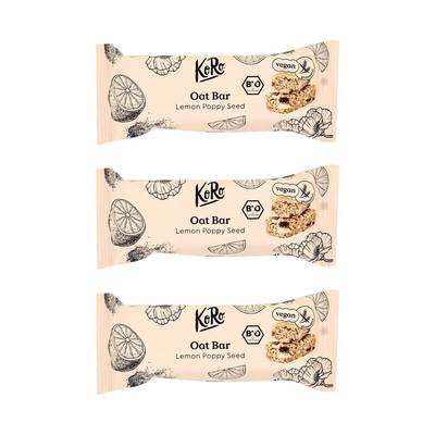Koro Barre d'avoine au citron et graines de pavot bio, Lot de 3x60g