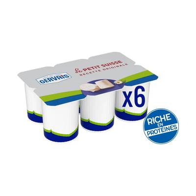 Gervais Petits suisses nature 9.5% mg, 6x60g