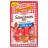 Cochonou Saucisson Sec Tranches Fines Réduit en Sel, 32 tranches - 100g
