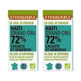 Ethiquable - Commerce Equitable Chocolat Noir 72% cacao Bio de Haiti, Lot de 2x100g