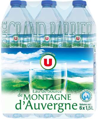 Pack d'eau de source de Montagne d'Auvergne, U (6 x 1.5 L)