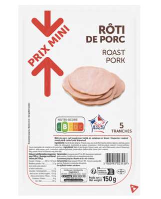 Rôti de porc cuit, Prix Mini  (5 tranches, 150 g)
