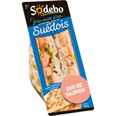 Sandwich suédois duo de saumon, Sodebo (135 g)
