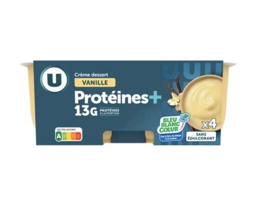 Crème dessert protéinée vanille, U (4 x 125 g)