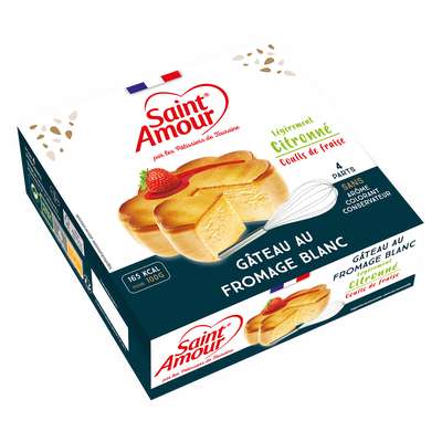 Gâteau au fromage blanc au goût légèrement citronné avec coulis de fraise, Saint Amour (350 g)