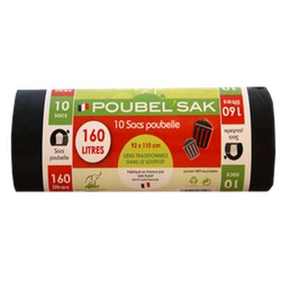 Sac Poubelle Noir, Poubel'Sak (10 x 160 L)
