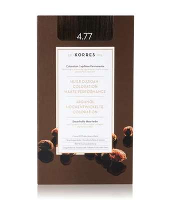 Coloration permanente huile d'argan, Châtain naturel marron intense 4.77, Korres (50 ml)