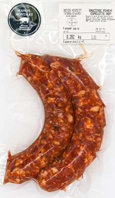 Saucisse fraiche au piment d'Espelette, Maison Montalet (x 2, 250 - 300 g)