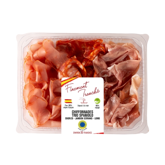 Chiffonnade trio spaniolo chorizo jambon serrano lomo CORTE DEL GUSTO