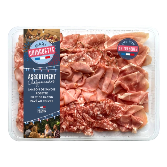 Assortiment Chiffonnades Maxi Guinguette : Jambon de Savoie, Rosette, Filet de Bacon et Pavé au Poivre CORTE DEL GUSTO