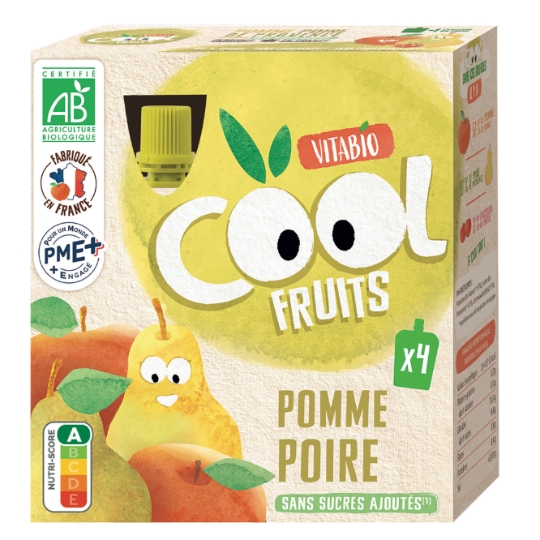 Compote à boire pomme de France poire sans sucres ajoutés Bio VITABIO