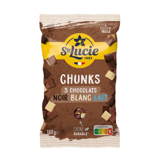 Pépites de Chocolats Chunks aux 3 Chocolats Noir Blanc et Lait SAINT LUCIE