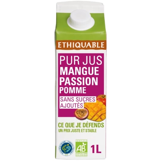 Jus de Fruits Pur Mangue Passion Pomme Bio ETHIQUABLE