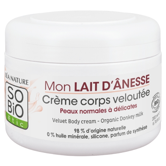 Crème Hydratante Nourrissante Corps Peau Sèche à Très Sèche Lait d'Ânesse Bio SO'BIO ETIC