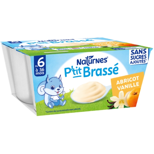 Dessert lacté bébé dès 6 mois Abricot Vanille Sans Sucres Ajoutés P'tit Brassé NESTLE