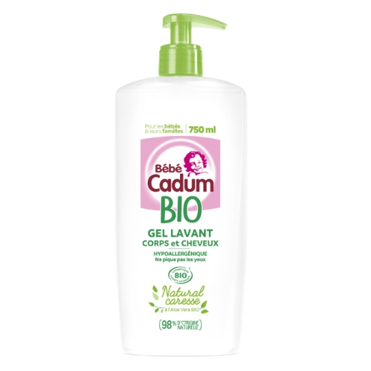 Gel douche bébé Corps et Cheveux Aloe Vera Bio Hypoallergénique CADUM