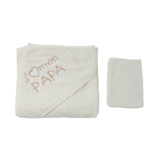 Parure De Bain Pour Bébé Beige - J'aime Mon Papa FRUIT DE MA PASSION