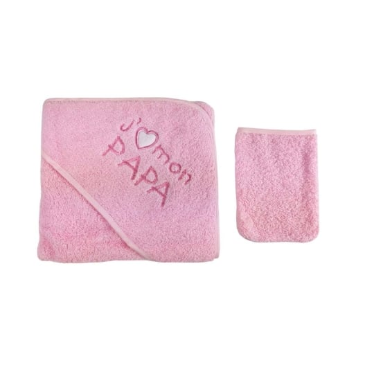 Parure De Bain Pour Bébé Rose - J'aime Mon Papa FRUIT DE MA PASSION
