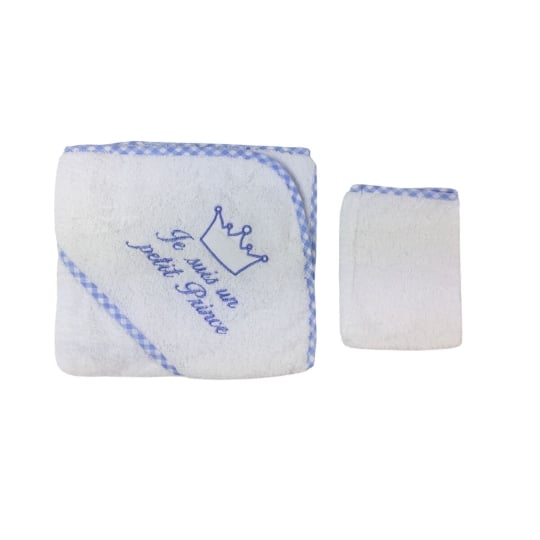 Parure De Bain Pour Bébé Blanc Et Bleu - Je Suis Un Petit Prince FRUIT DE MA PASSION