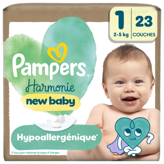 Couches Bébé Hypoallergénique 2-5kg Taille 1 Harmonie New Baby PAMPERS