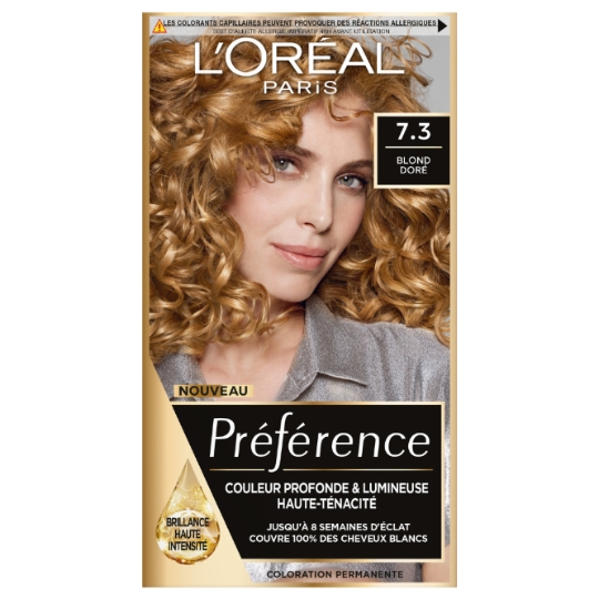 Coloration Permanente 7.3 Floride Blond Doré Brillance Haute Intensité Préférence L'OREAL PARIS