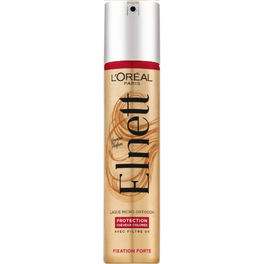 Laque Fixation Forte Protection cheveux colorés avec Filtre UV ELNETT