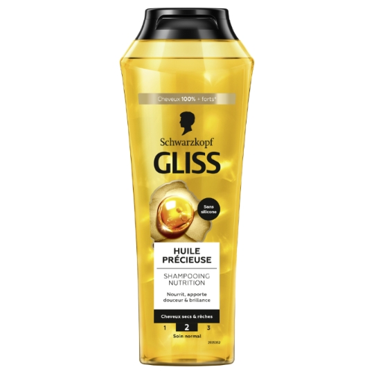 Shampooing Nutrition Huile Précieuse pour Cheveux Secs et Rêches GLISS