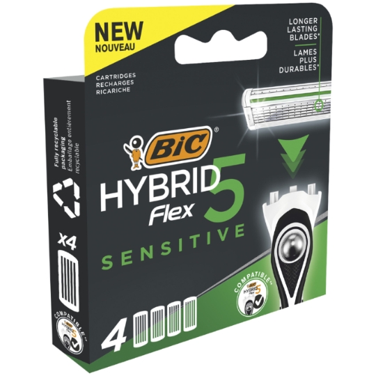Lames de rasoir pour Homme Hybrid 5 Flex Sensitive BIC
