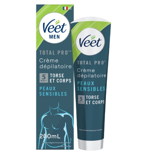 Crème dépilatoire Homme Corps et Jambes Peau Sensible Total Pro VEET MEN
