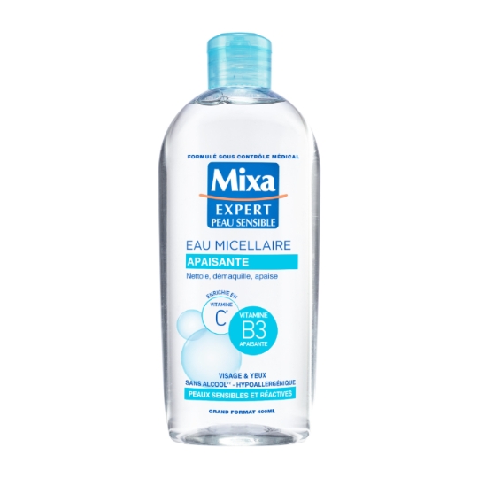 Eau micellaire Apaisante Visage Yeux Peau Sensible et Réactive Nettoie et Démaquille Panthenol MIXA