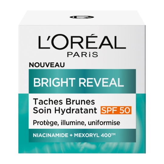 Crème Hydratant Anti-taches Visage Tous Types de Peaux Niacinamide Mexoryl 400 Bright Reveal Spf50 L'OREAL PARIS