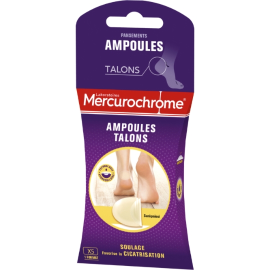 Pansements Ampoules Grand Format Hydrocolloïde Soulage la Douleur et Facilite la Cicatrisation MERCUROCHROME