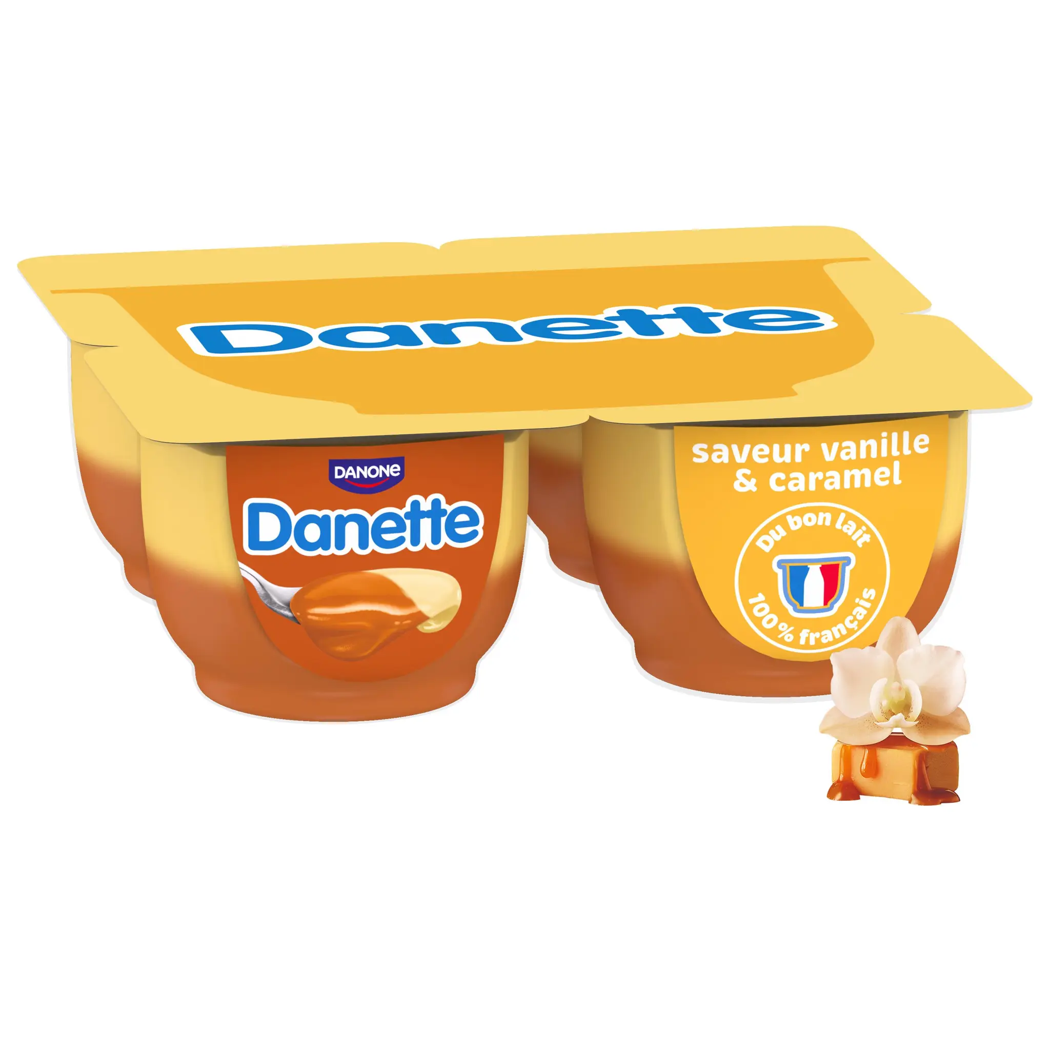 DANETTE Crème dessert vanille sur lit de caramel