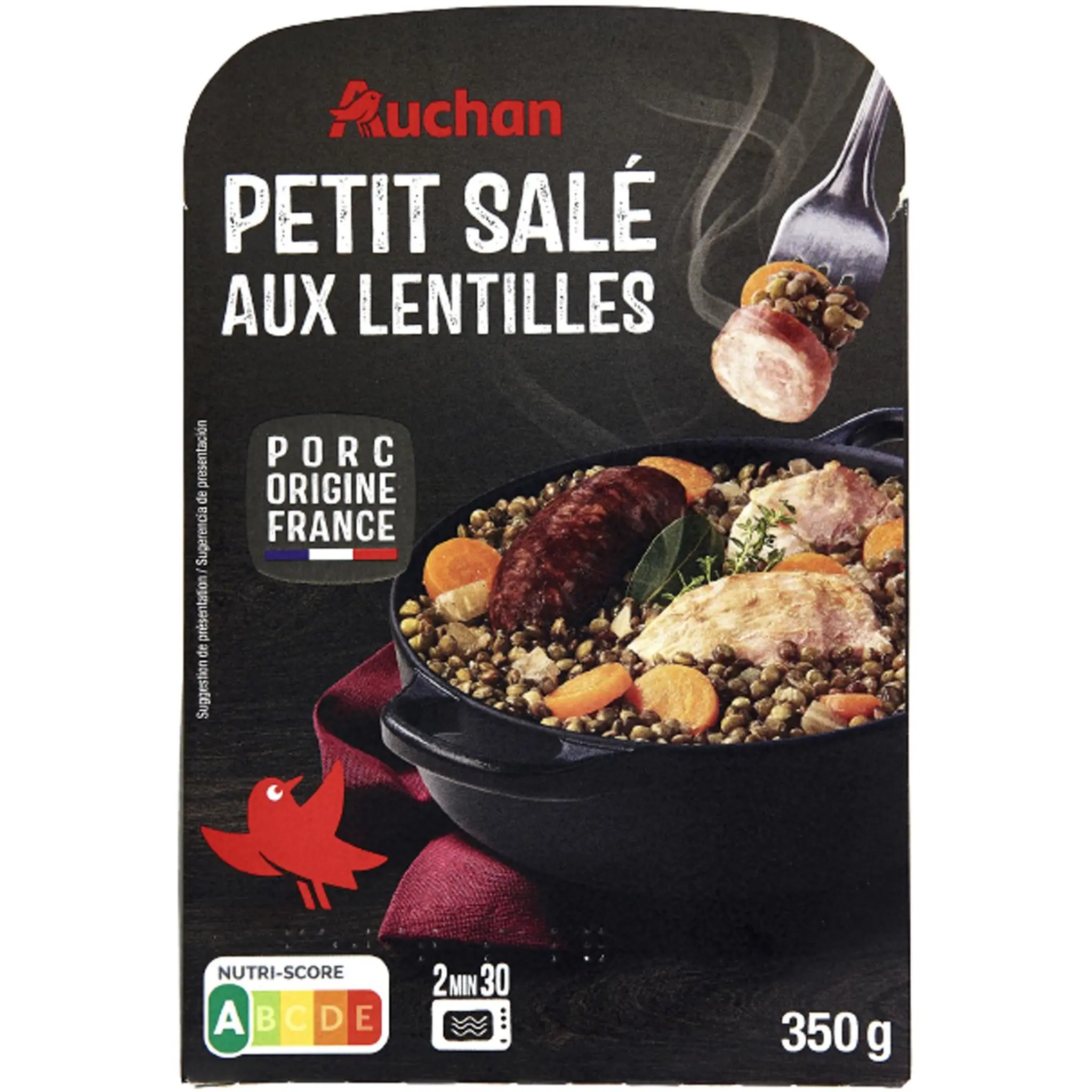 AUCHAN Petit salé aux lentilles vertes