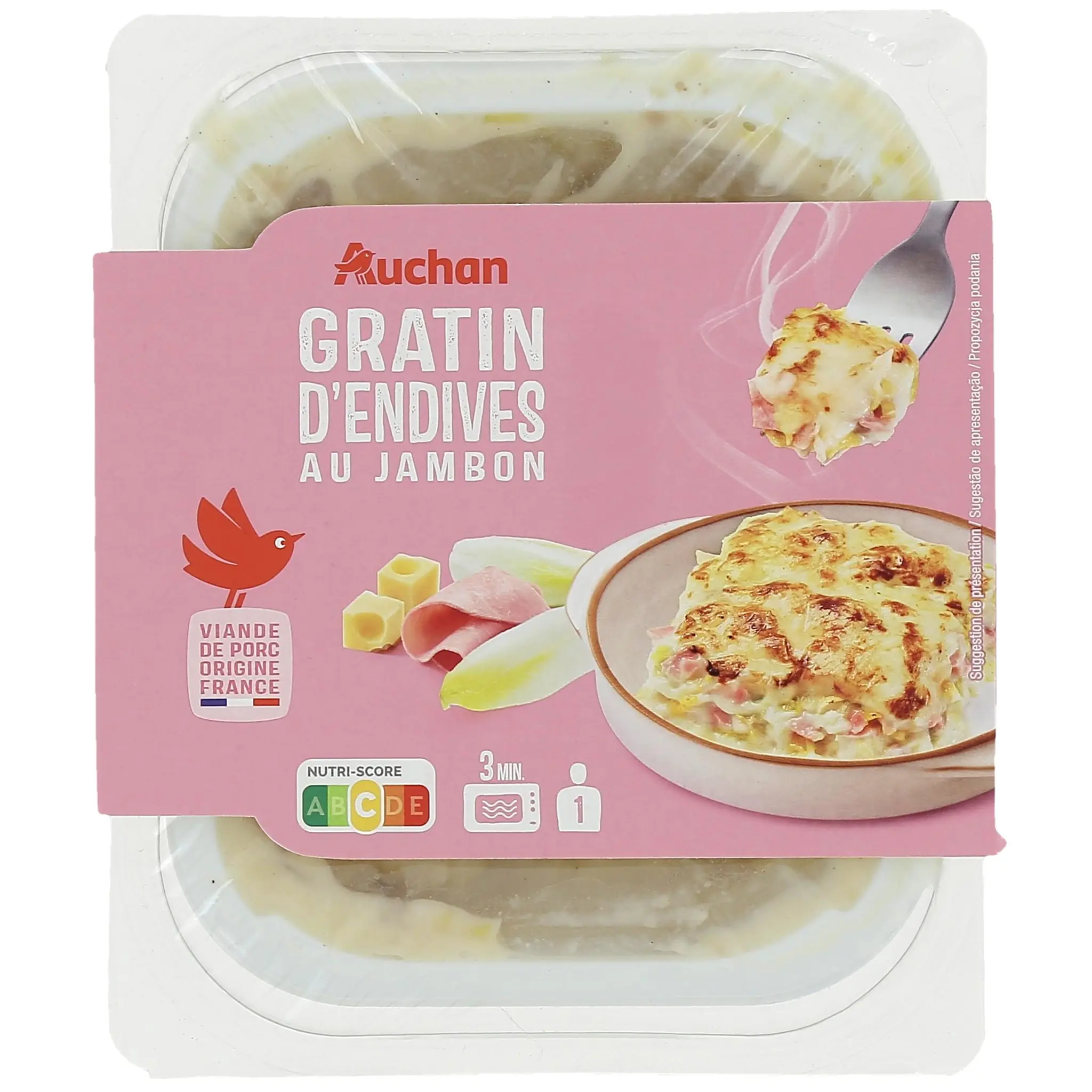 AUCHAN Gratin d'endives au jambon