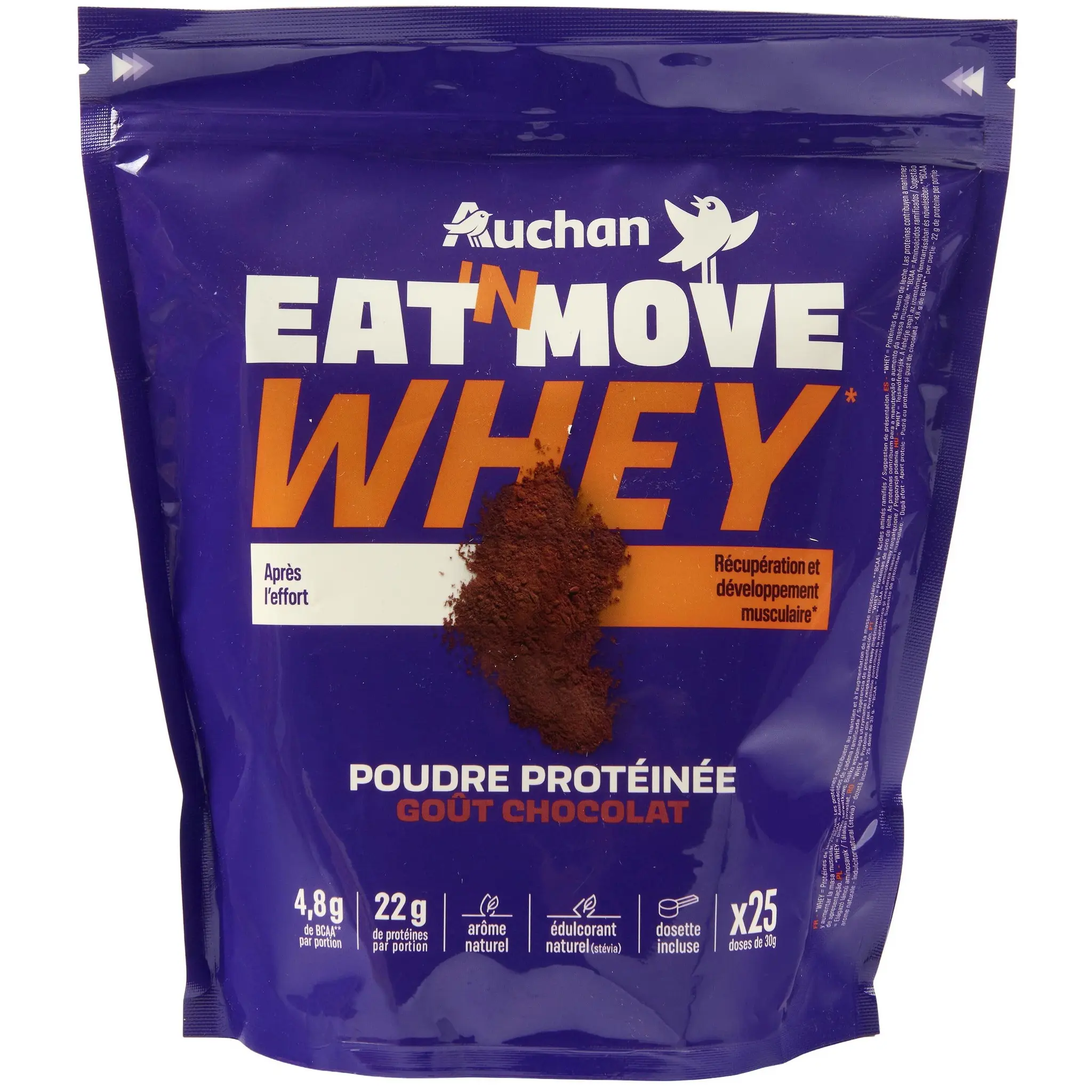 AUCHAN EAT'N MOVE Whey poudre protéinée saveur chocolat