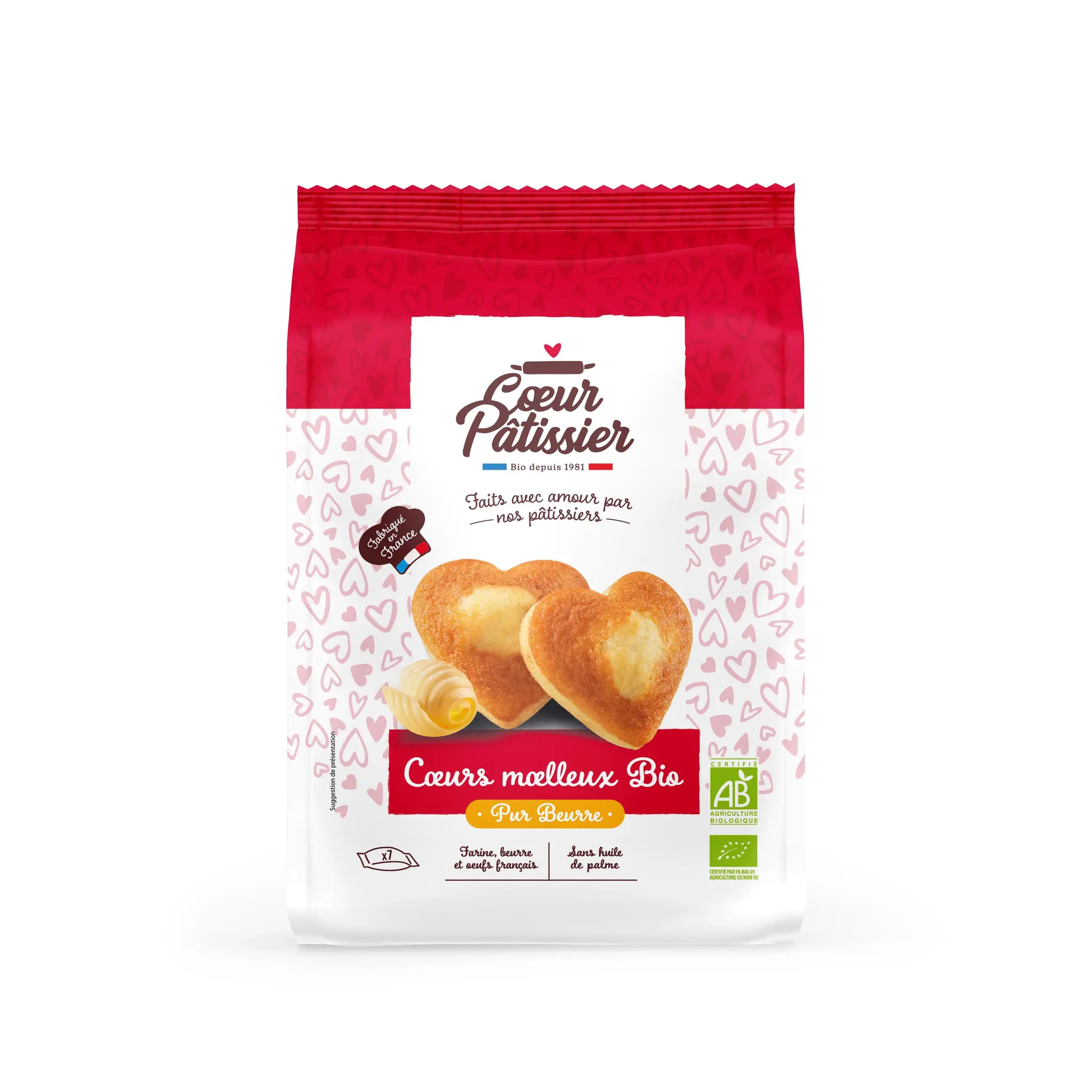 COEUR PATISSIER Coeurs moelleux bio pur beurre sans huile de palme