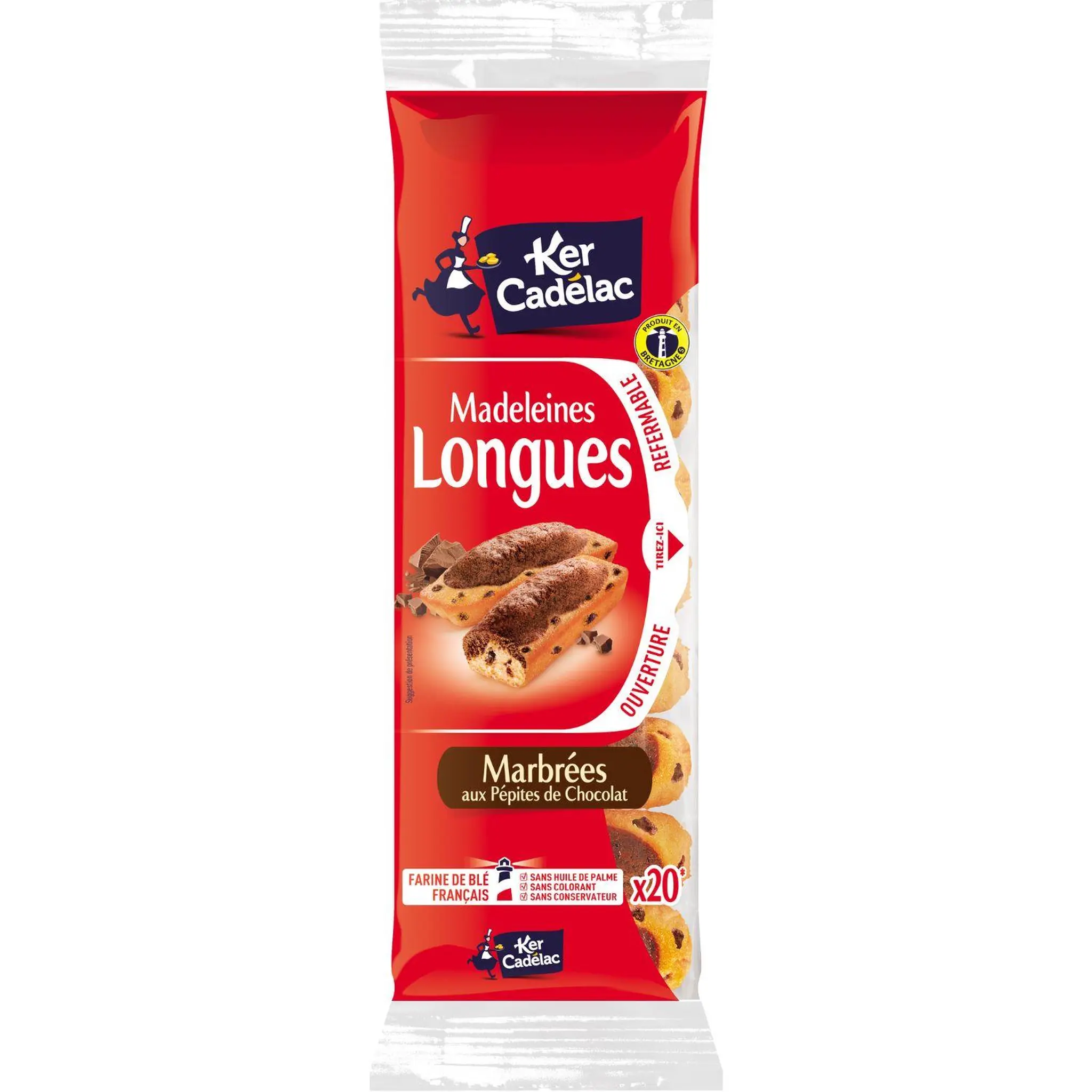 KER CADELAC Madeleines longues marbrées aux pépites de chocolat